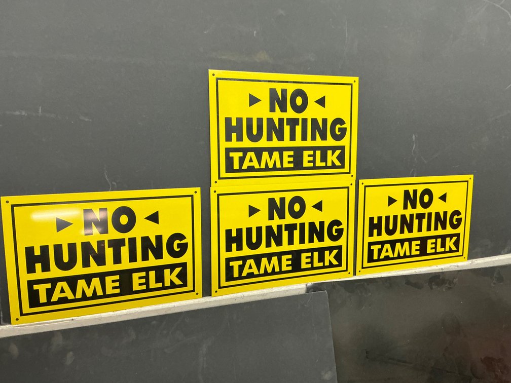 No Hunting Tame Elk Signs
