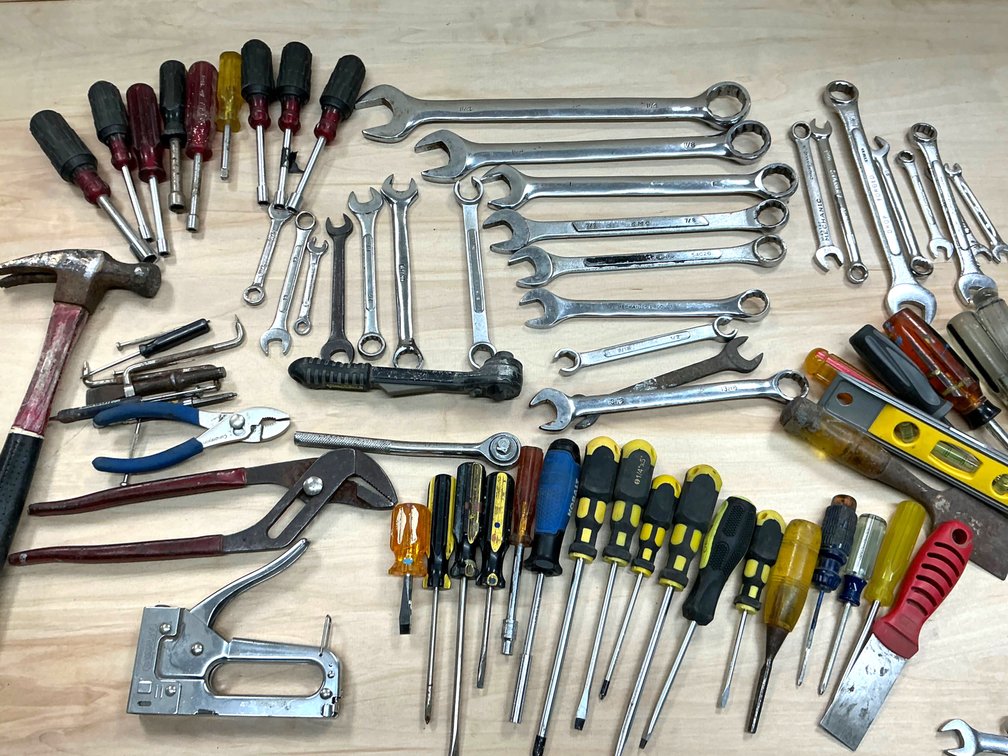 Hand Tools With Wrenches, Hammer And More