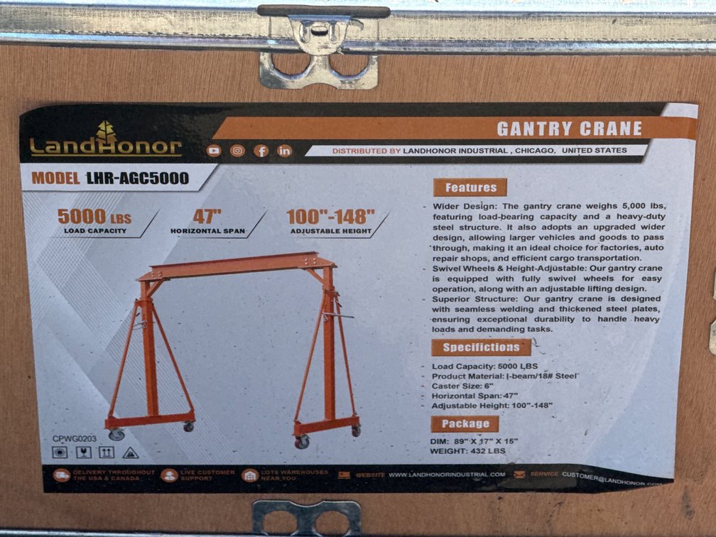 LandHonor 5000Lbs Gantry Crane