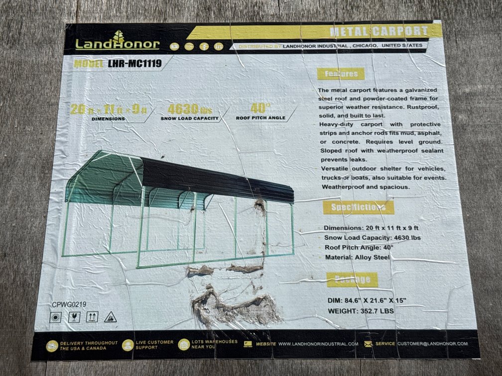 LandHonor 20' x 11' Metal Carport
