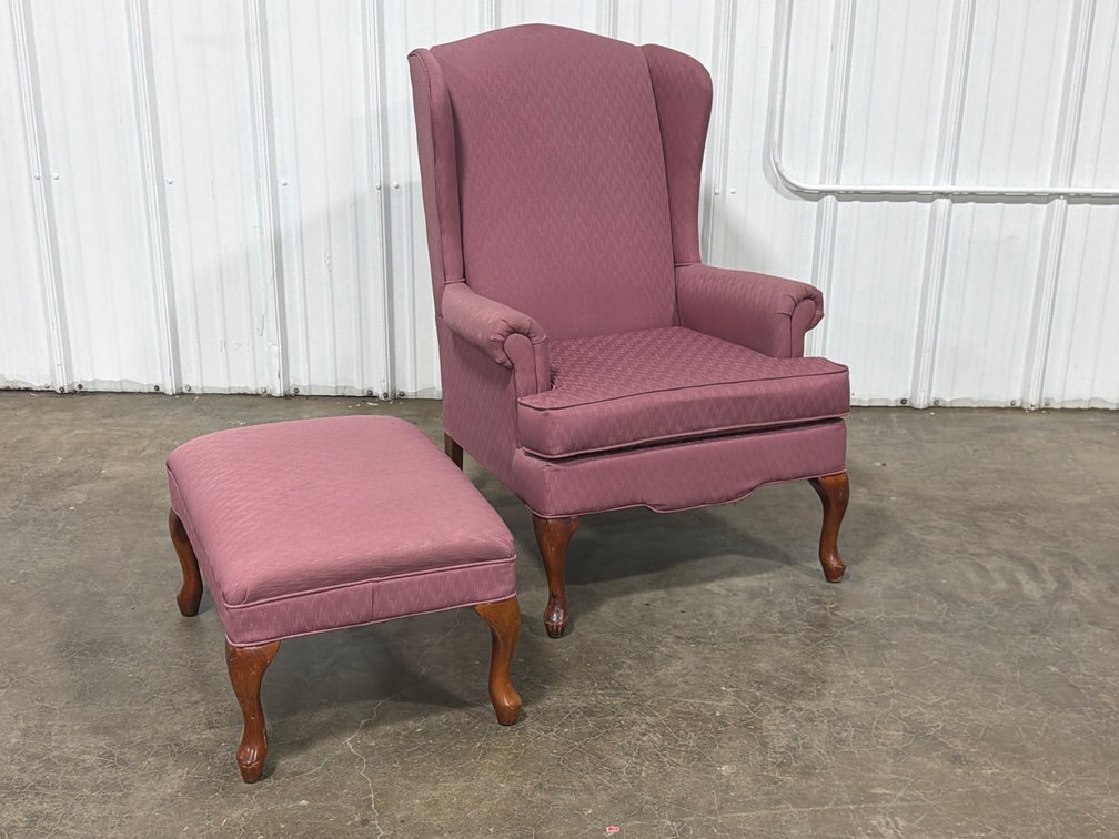 Wingback Armchair And Matching Ottoman