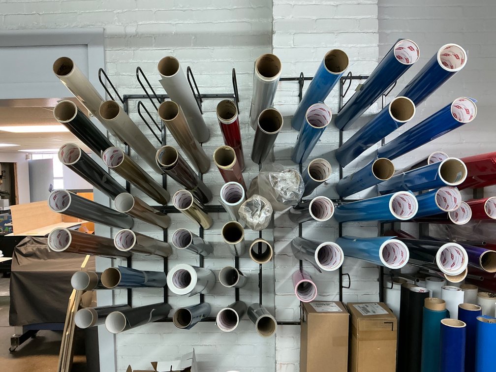 Orafol Vinyl Rolls With Wall Mount Rack