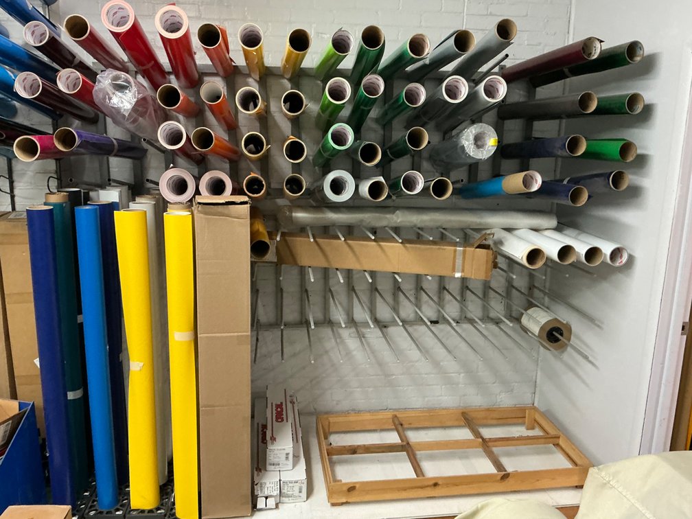 Sign Vinyl Rolls With Cantilever Rack