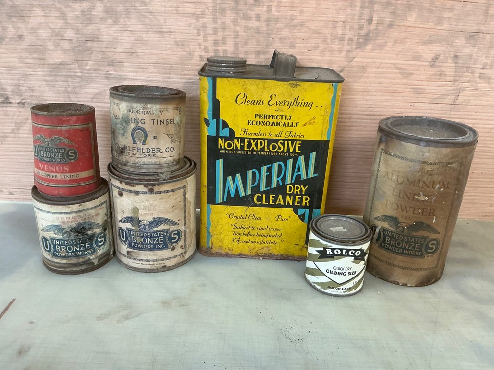 Vintage Metal Powder Cans And Cleaner Tin