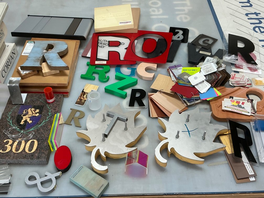 Signage Material Samples And Letters