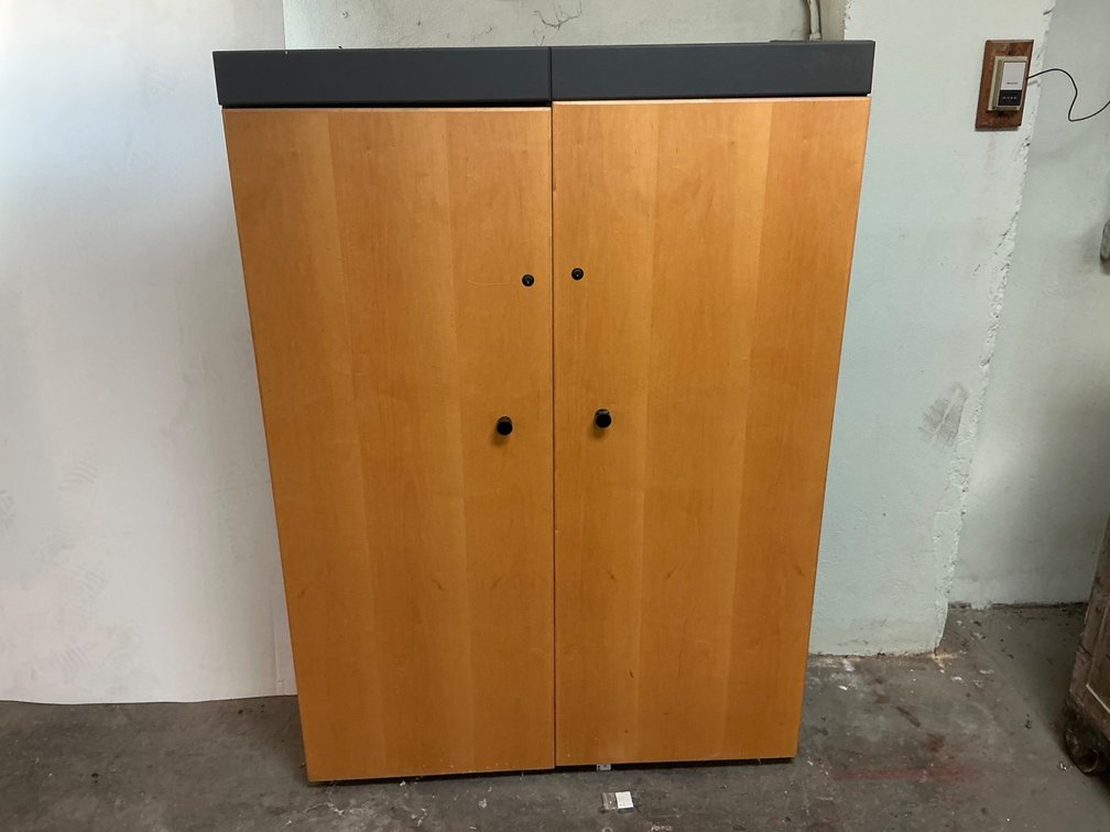 Two-Door Storage Cabinet With Contents
