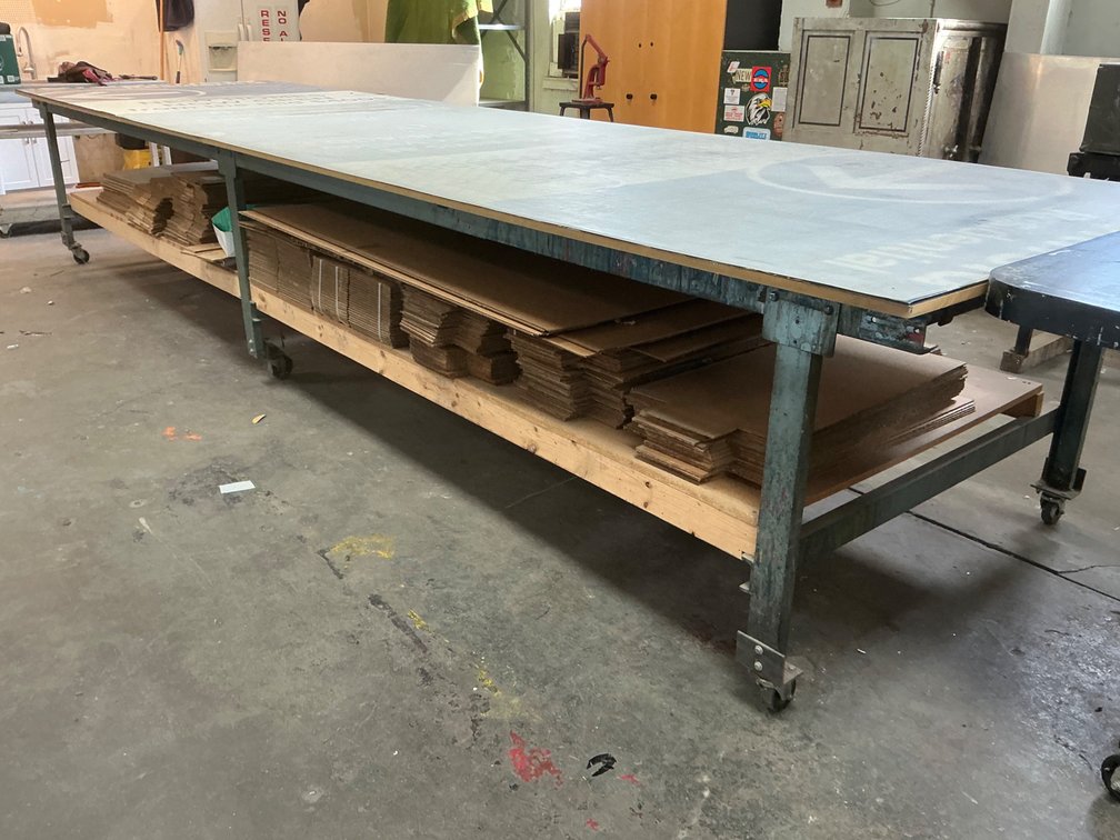 Industrial 18' Work Table On Casters