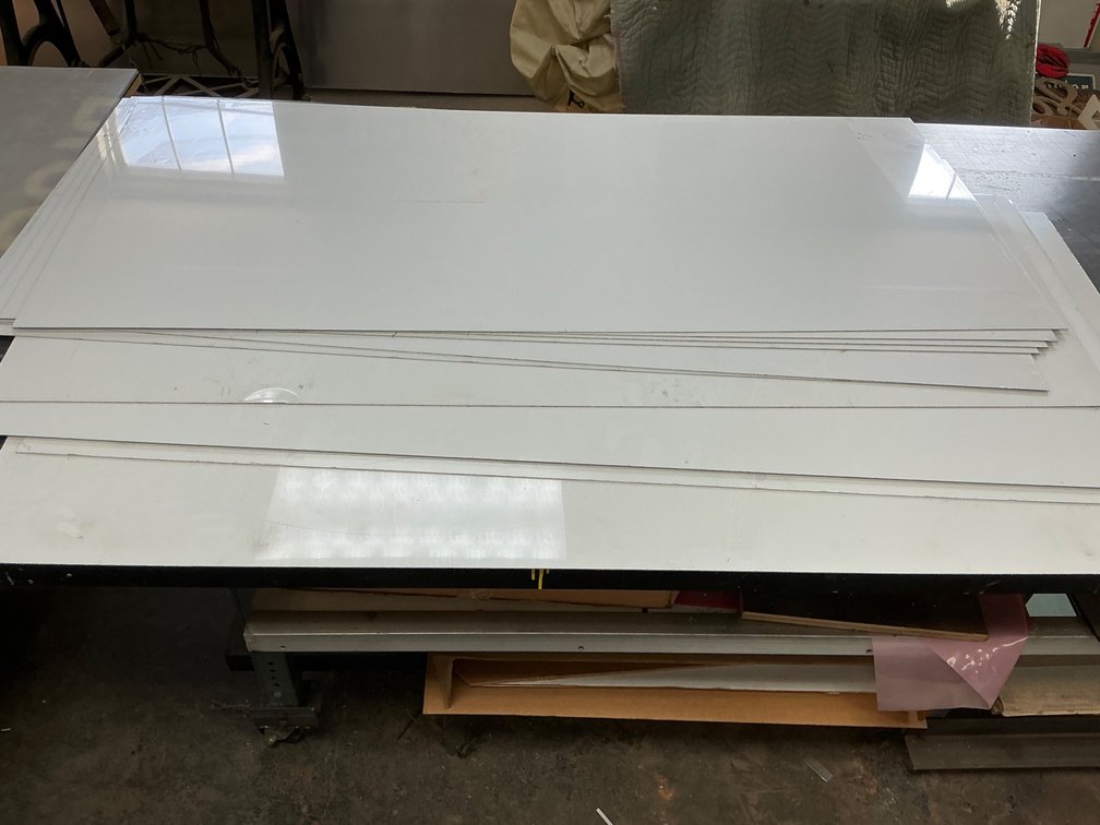 Stack Of  Aluminum White Glossy Panels