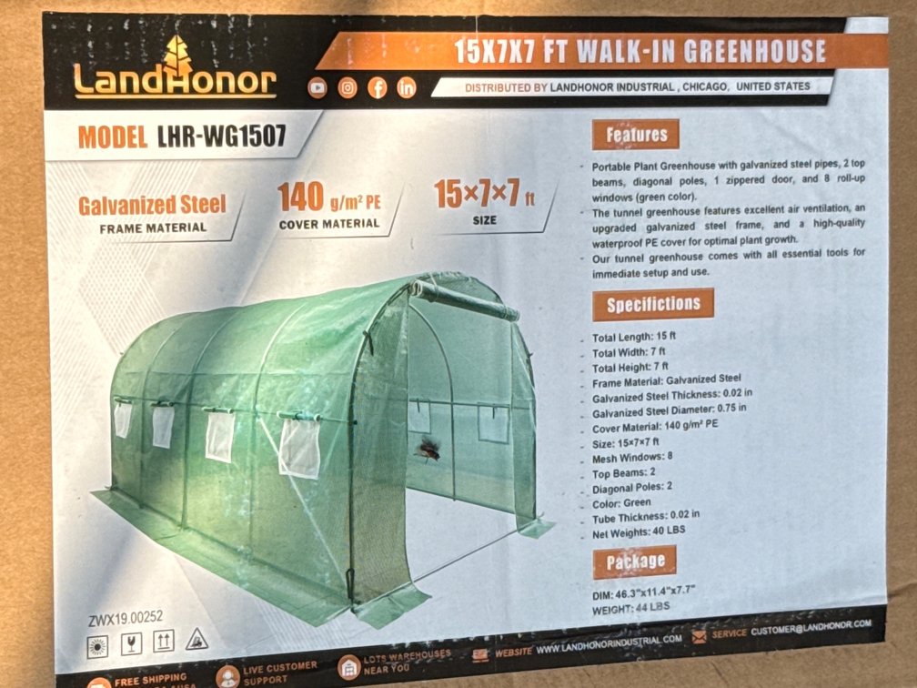 LandHonor 15’x7’ Walk-In Greenhouse