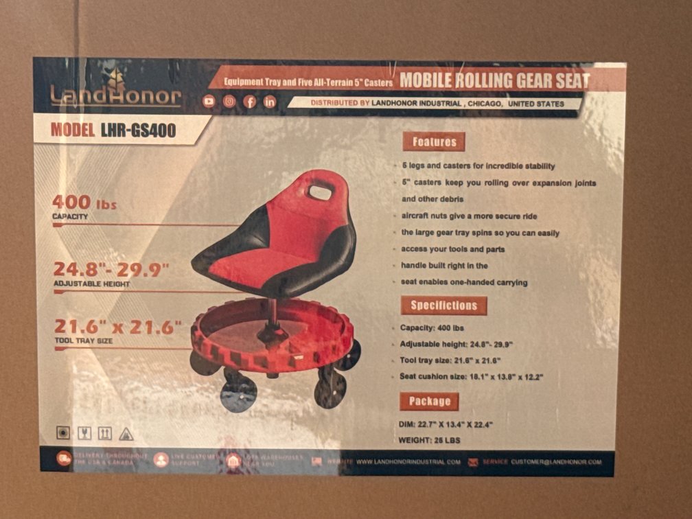 LandHonor Mobile Rolling Gear Seat
