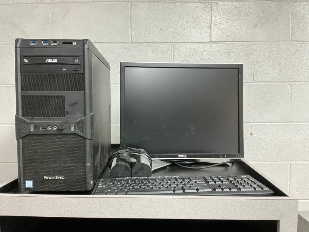 PowerSpec PC Tower With Dell Monitor