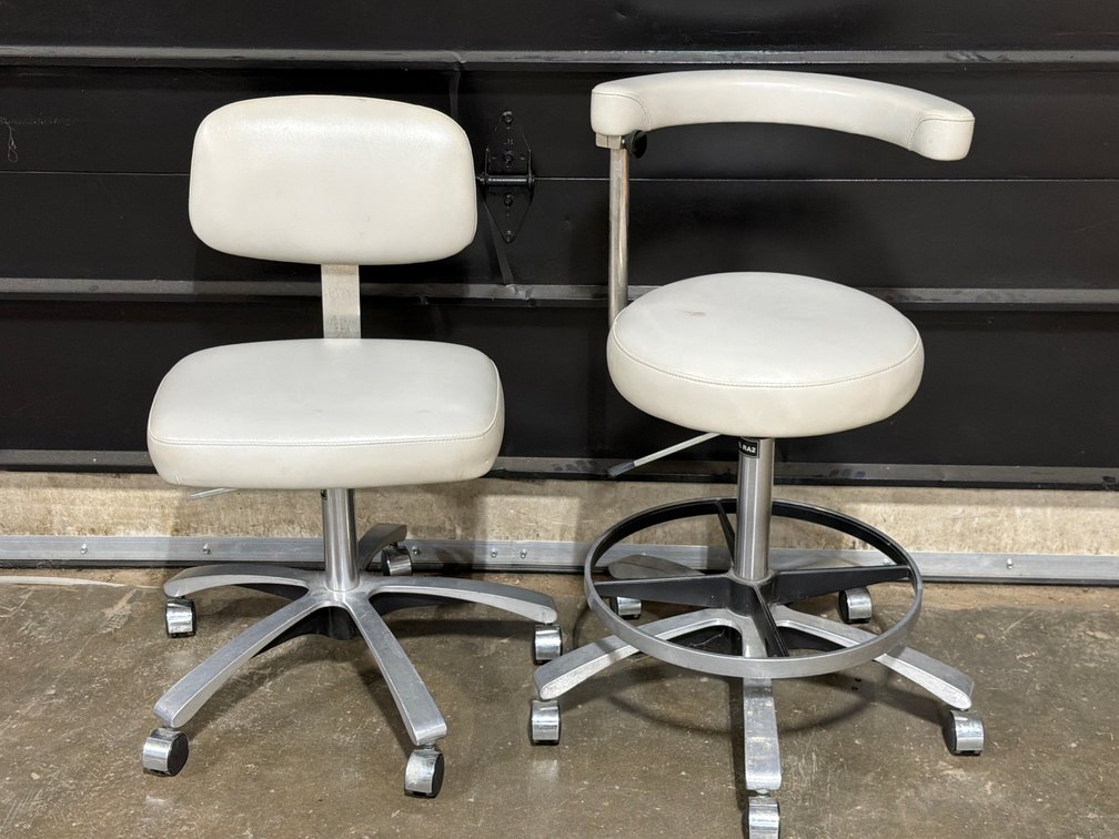 Pair Of Adjustable Rolling Stools