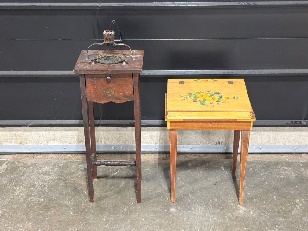 Smoking Stand And Floral Accent Table