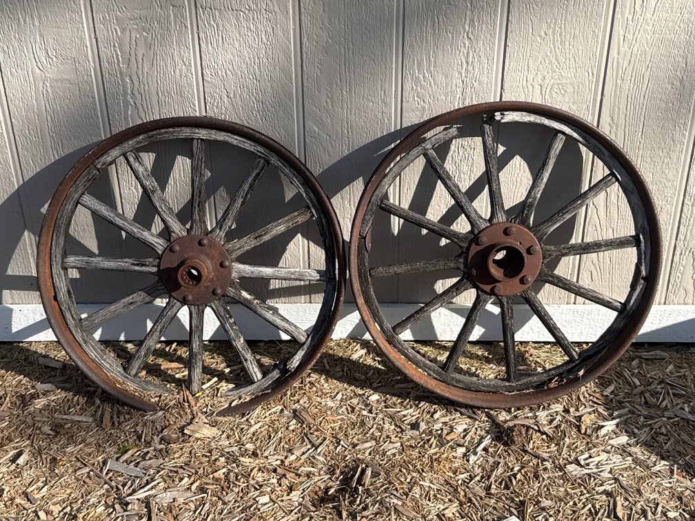 Pair Of Wooden Wagon Wheels