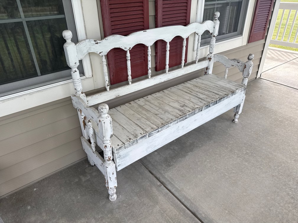 Repurposed Wooden Spindle Bench