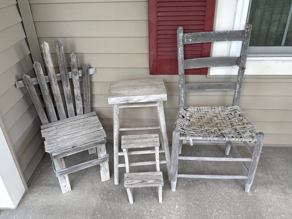 Wooden Chairs And Stools Lot Of 4
