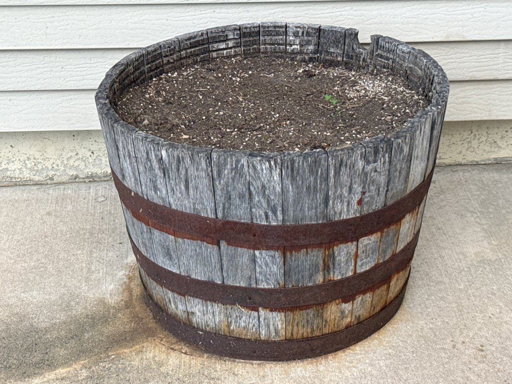 Wooden Half Barrel Planter