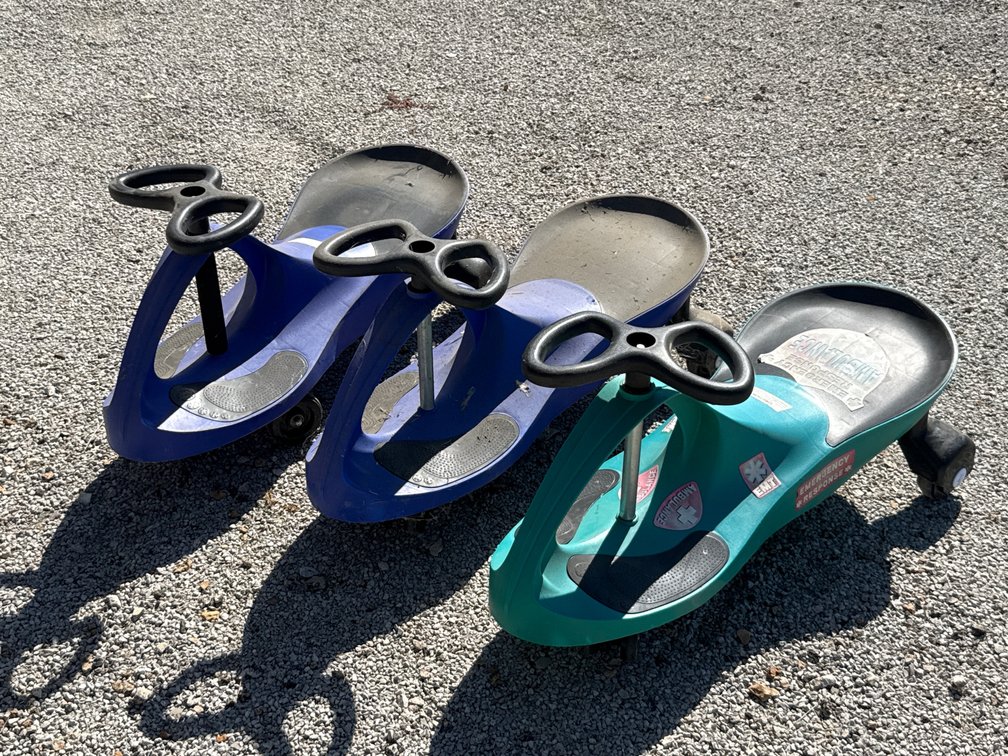 Three Ride-On Wiggle Cars