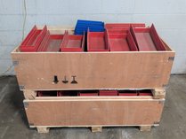 Plastic Parts Bins In Wooden Crates