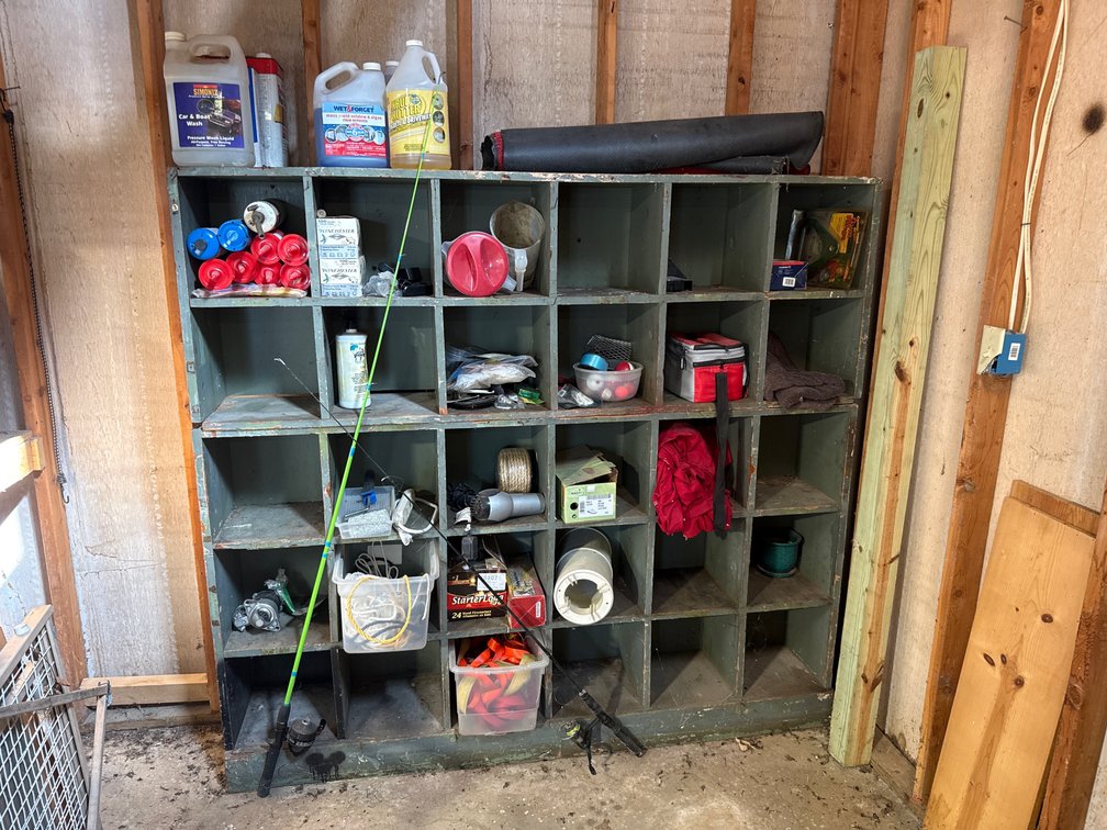 Wooden Cubby Storage Unit With Contents