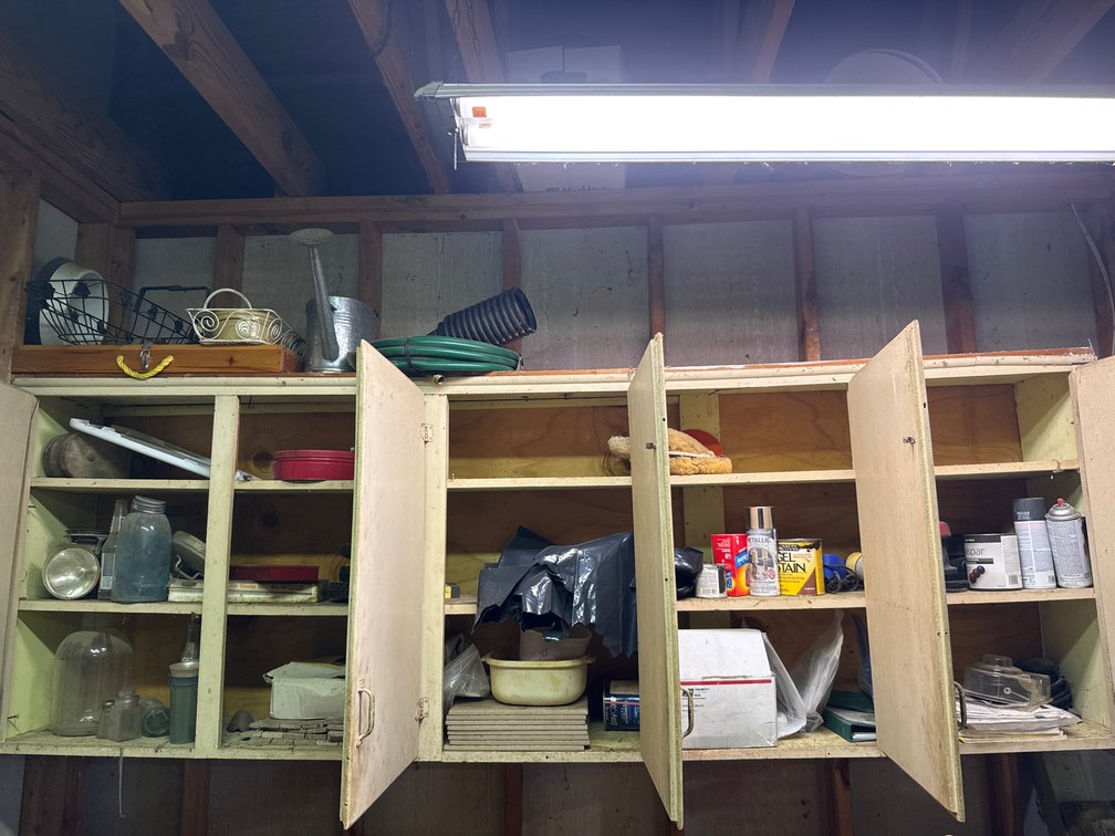 Wooden Wall Cabinet With Contents