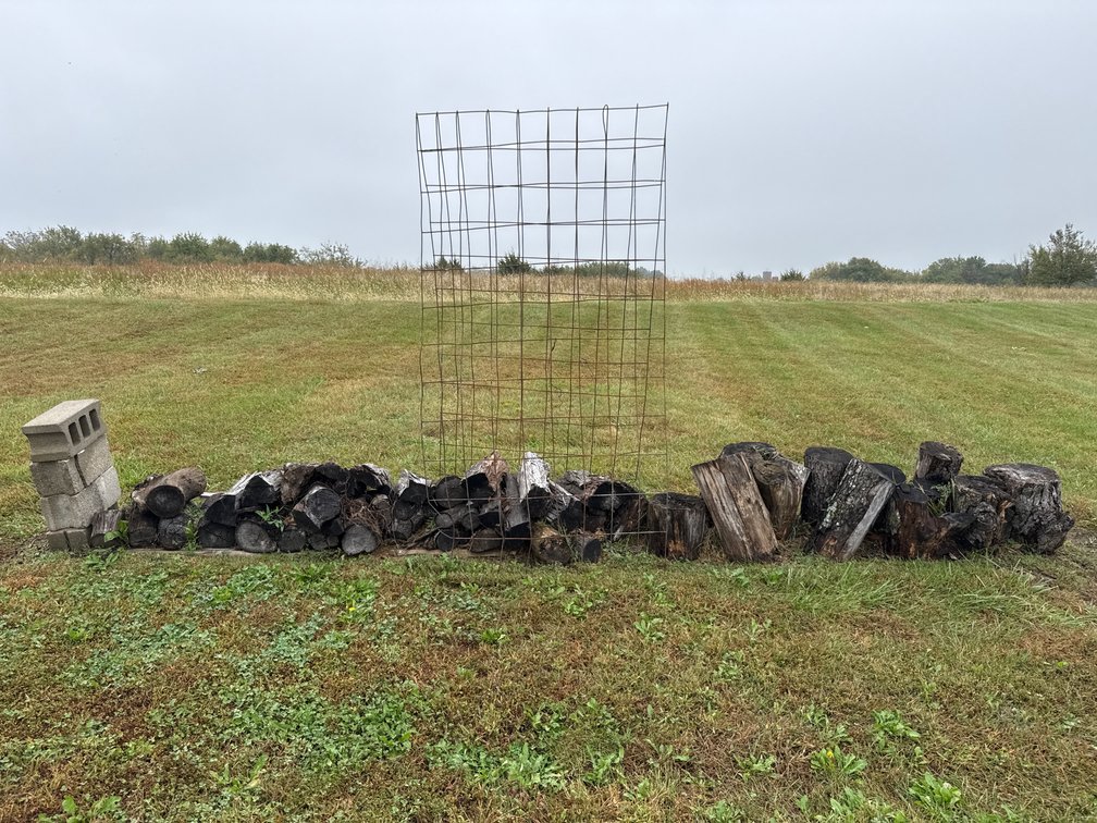 Firewood Logs With Wire Panel And Blocks