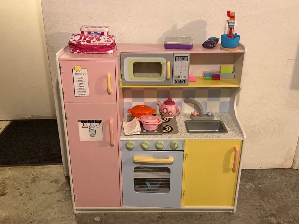 Wooden Play Kitchen With Accessories