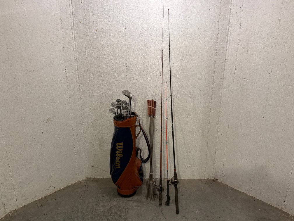 Wilson Golf Bag, Clubs And Fishing Rods
