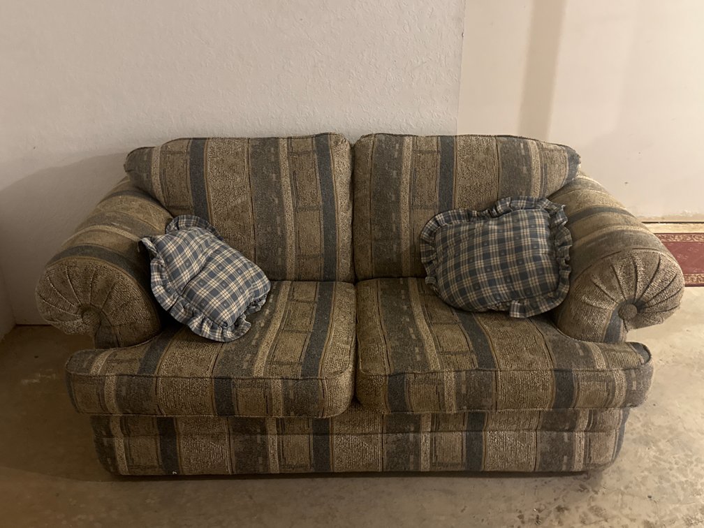 Striped Two-Seat Loveseat With Pillows