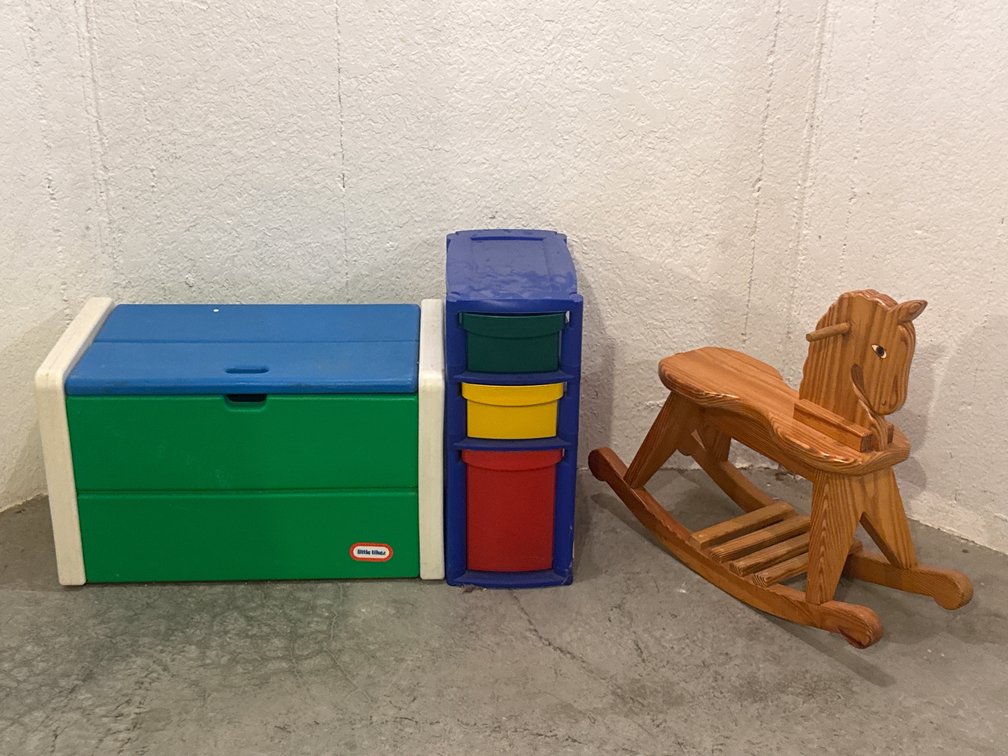 Toy Chest, Storage Unit And Rocking Horse