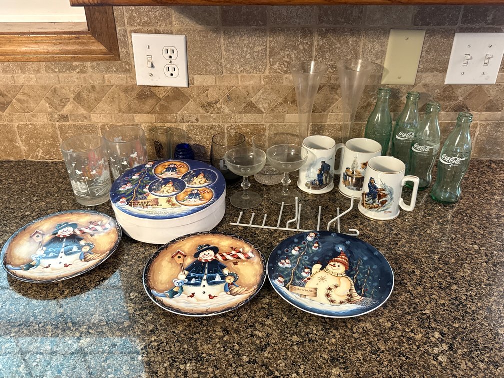 Glassware, Ceramic Mugs, And Plates