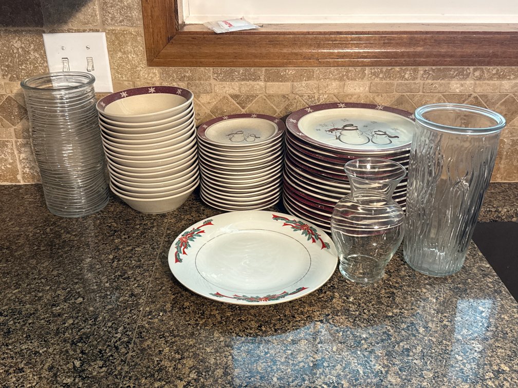 Holiday Dinnerware And Glass Vases