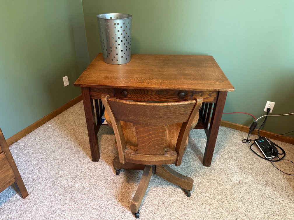 Oak Mission Desk And Swivel Chair Lot