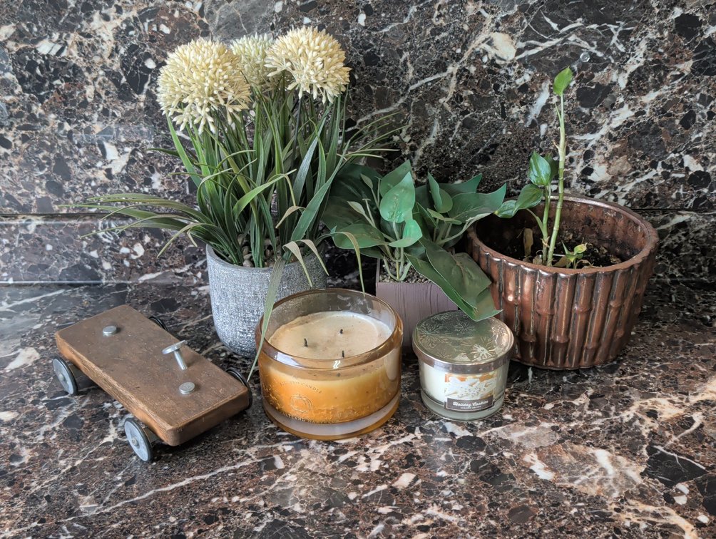 Home Decor Candles And Potted Plants