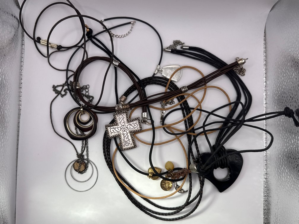 Leather And Chain Pendant Necklaces