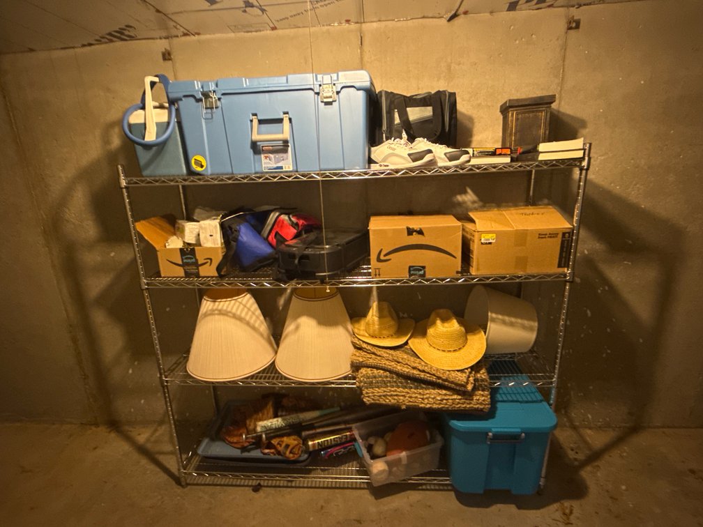 Wire Shelving Rack, Storage Trunk And More