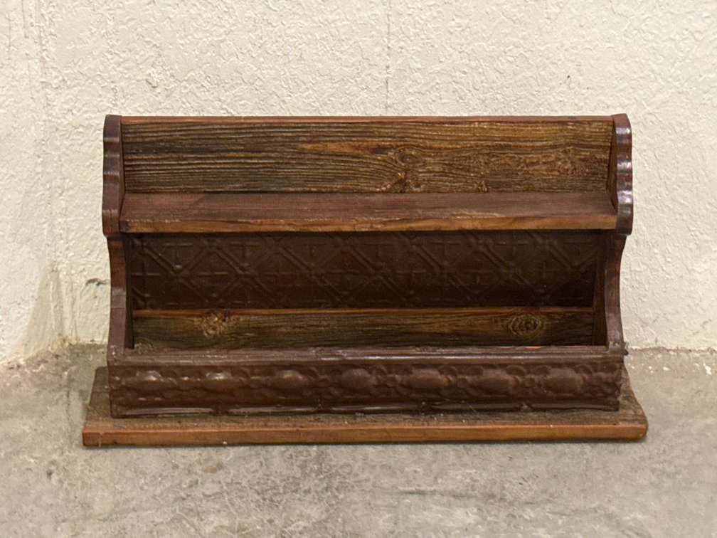 Two-Tier Wooden Shelf With Embossed Panels