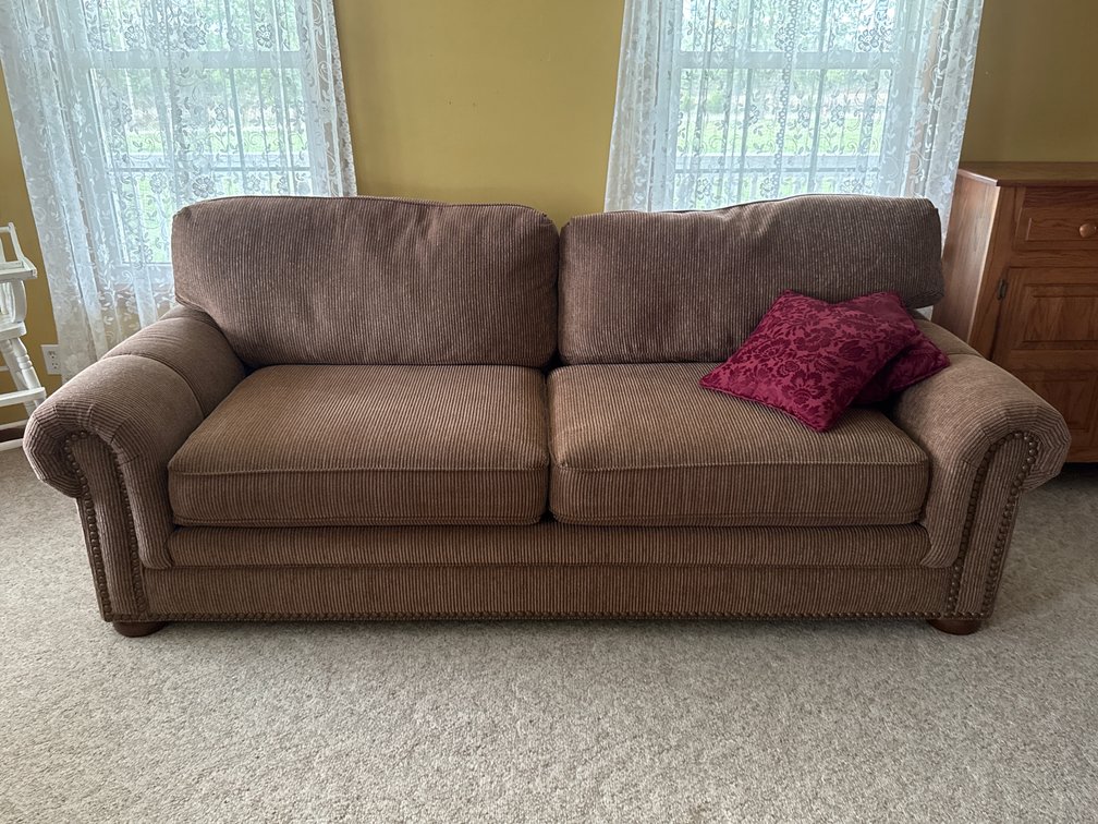 Brown Corduroy Upholstered Sofa