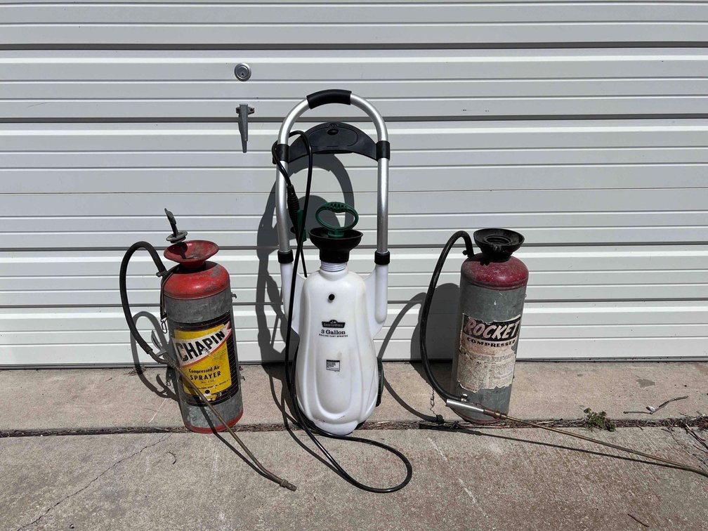 3 Gallon Rolling Cart Sprayer And Vintage Sprayers 