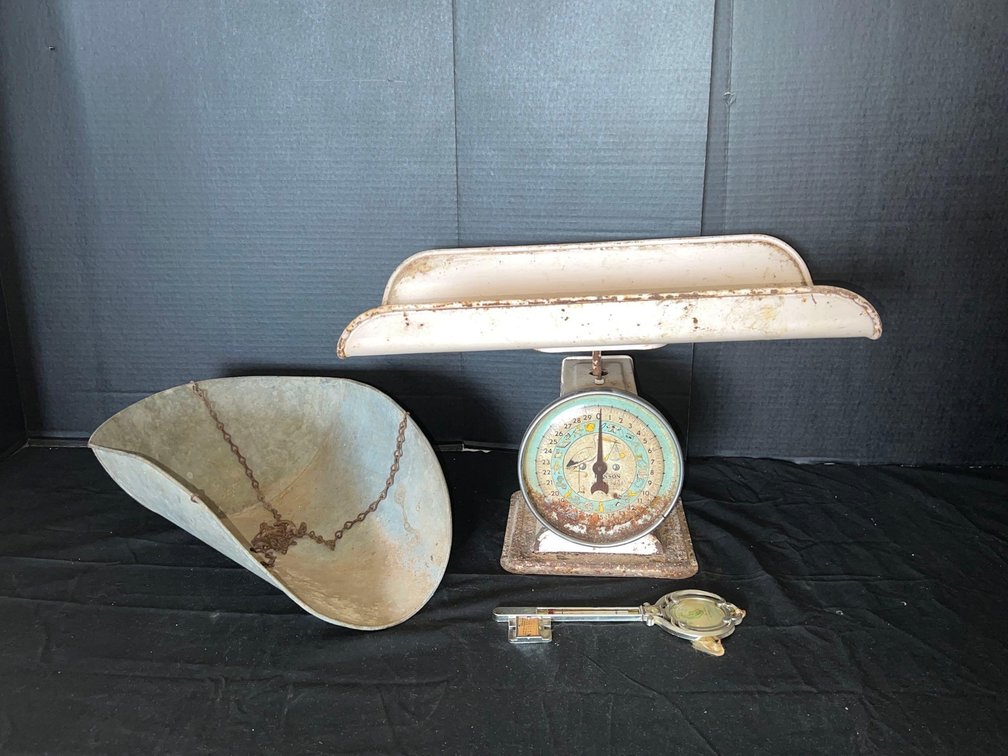 Vintage Nursery Scale And Galvanized Produce Scale Scoop 