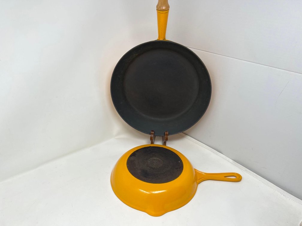 Le Creuset France Yellow Cast Iron Enamel Skillets