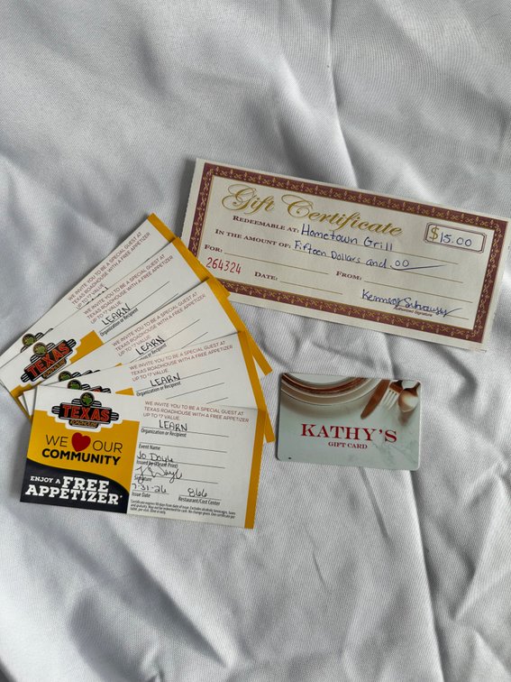 Assorted gift cards