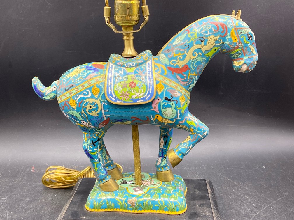 Cloisonné & Gilt Horse Table Lamp