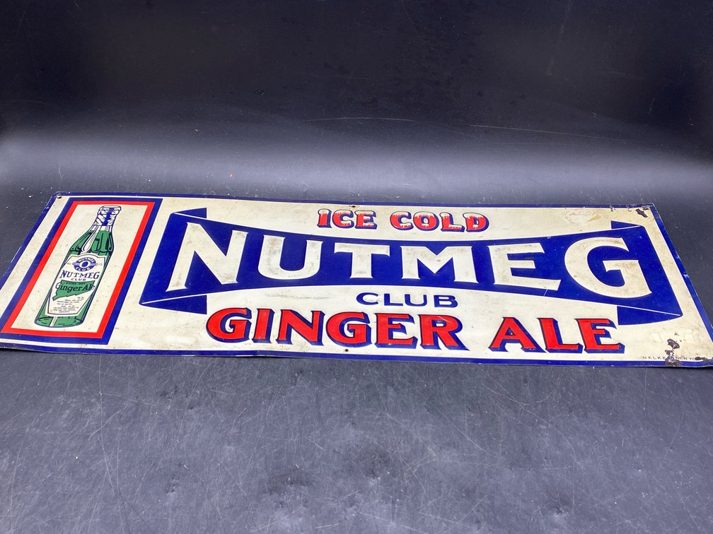 Nutmeg Club Ginger Ale Tin Advertising Sign