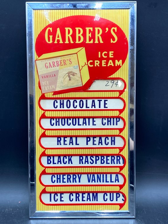 Framed Advertisement Garber's Ice Cream Sign