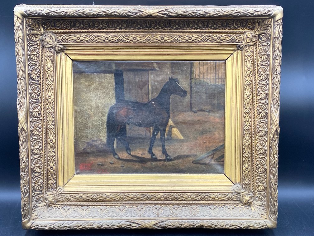 Gilt Framed Equestrian Oil on Canvas