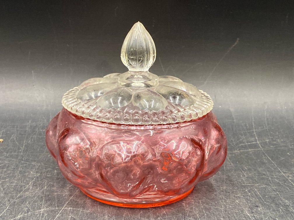 Fenton Cranberry Melon Powder Jar
