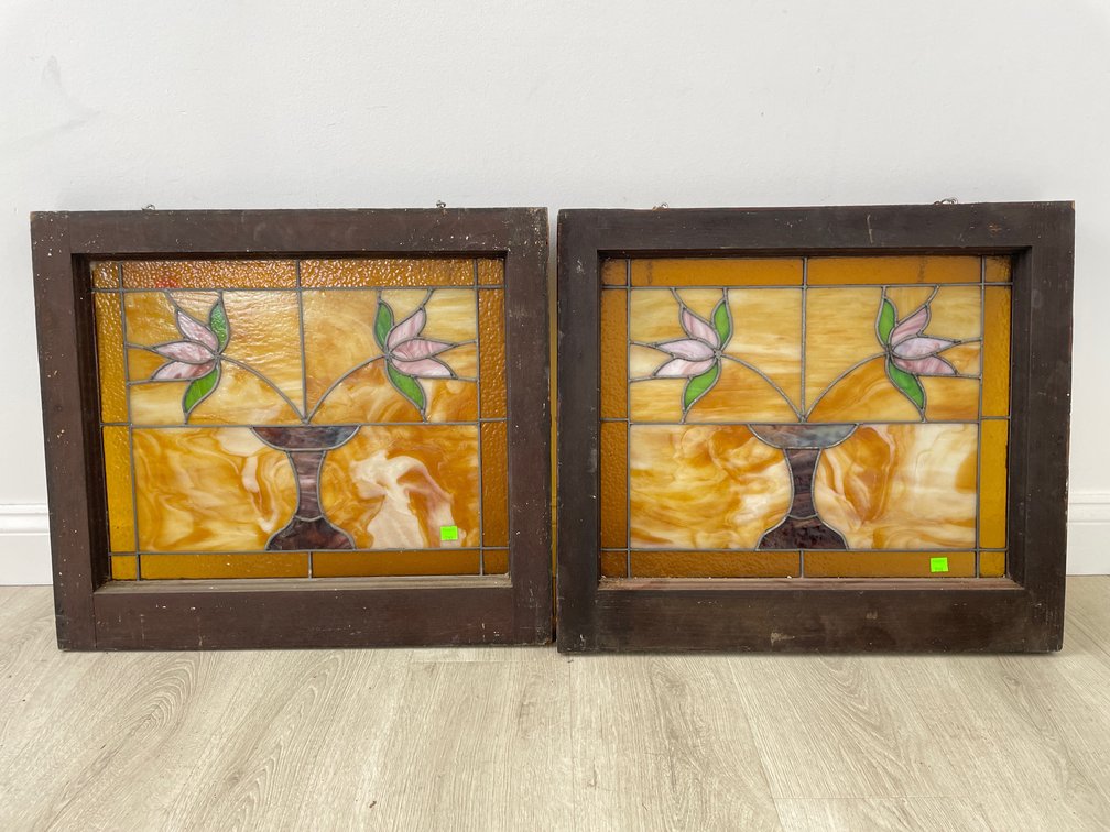 Wooden Framed Stained Glass Panel