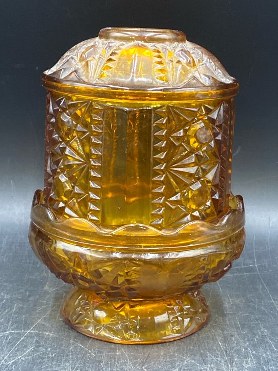 Indiana Glass Stars & Bars Amber Fairy Lamp