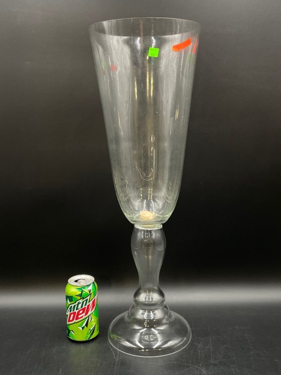 Oversized Clear Glass Trophy Vase